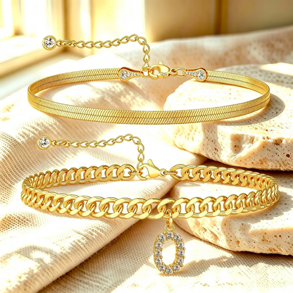Bracelets de cheville dorés avec initiale lot de 2