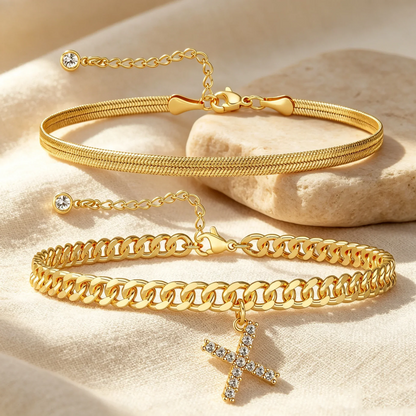 Bracelets de cheville dorés avec initiale lot de 2