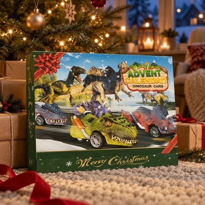 Calendrier de l’Avent avec voitures de course dinosaures pour enfants