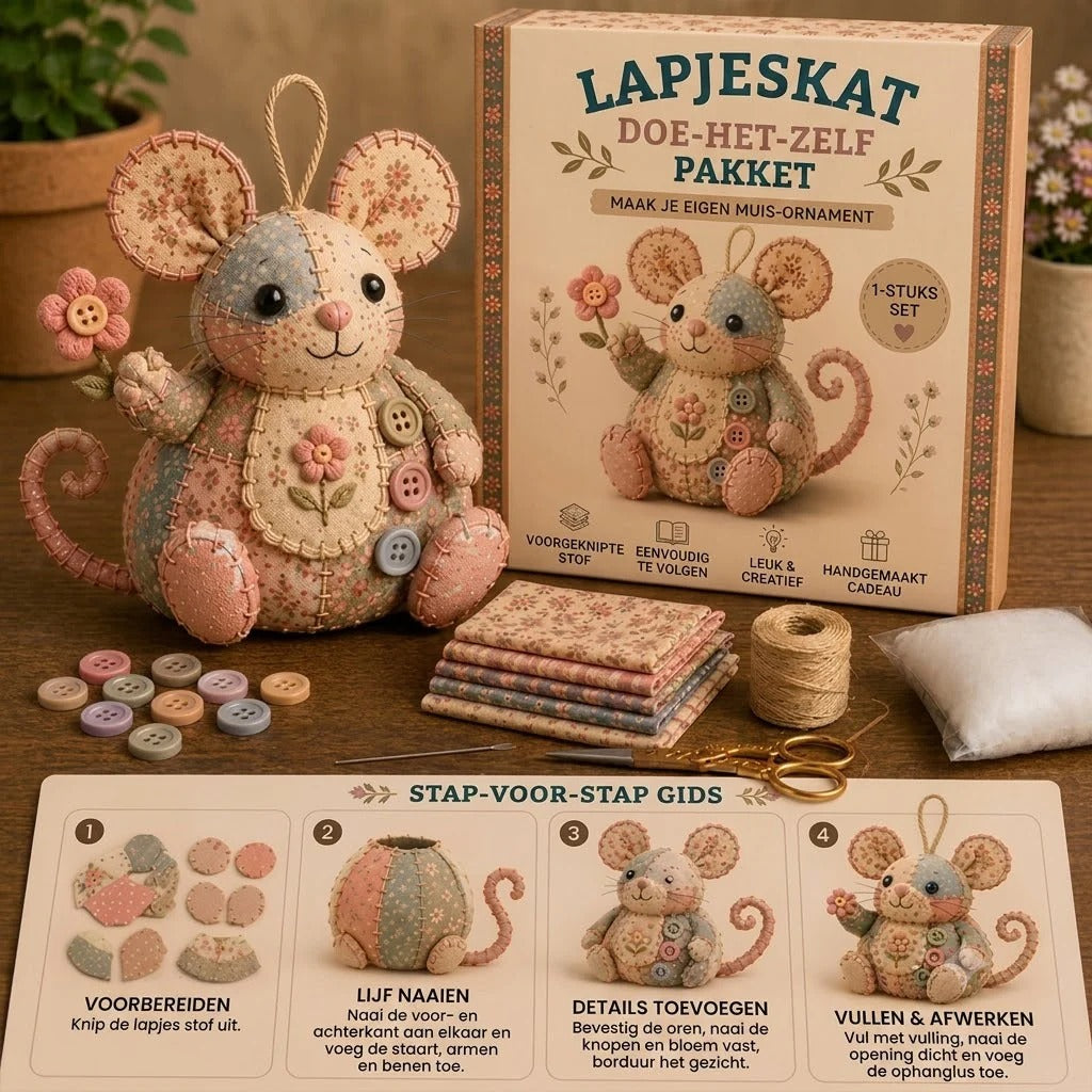 Kit DIY complet pour souris en patchwork - Tout le matériel inclus