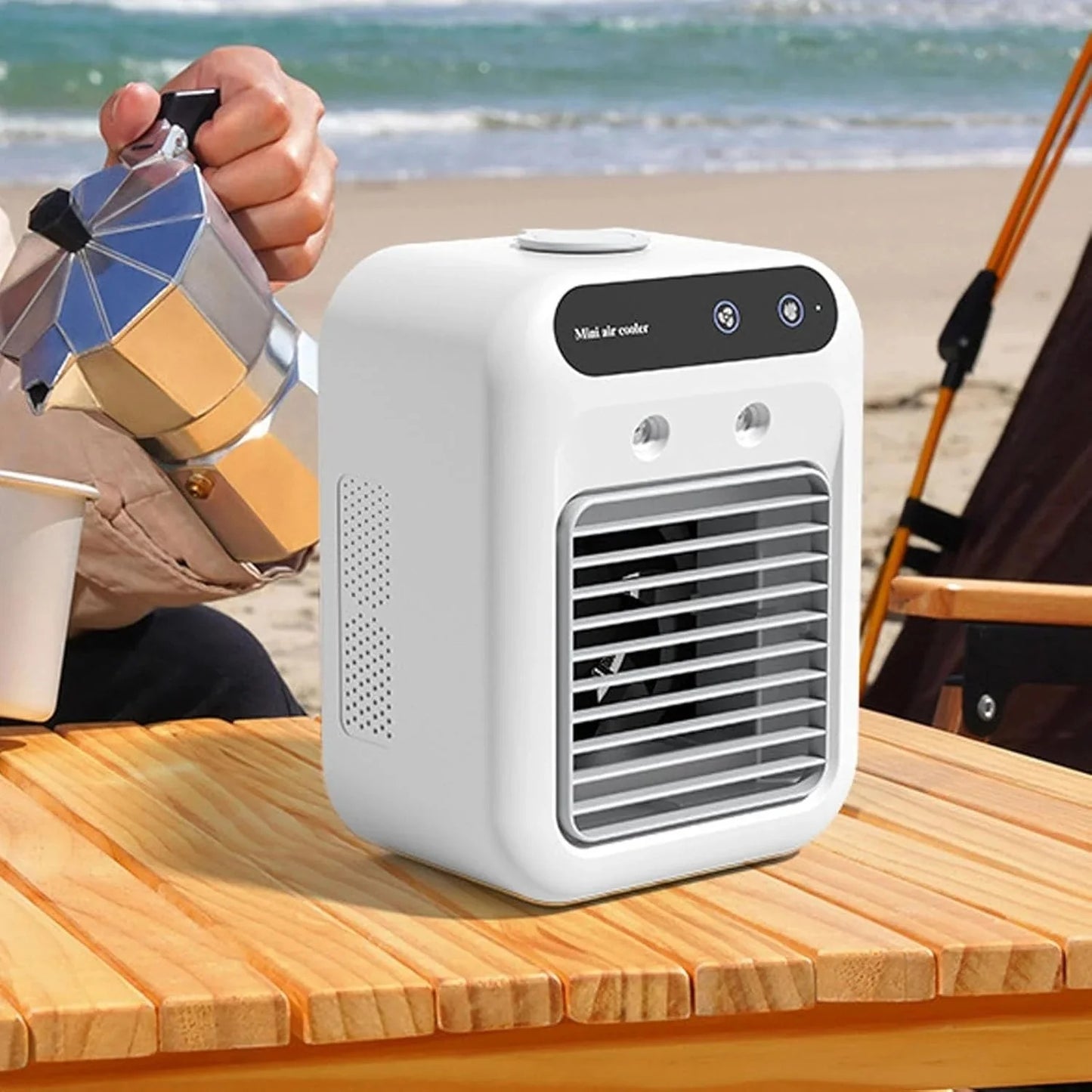Rafraîchisseur d’Air Portable 3-en-1 avec Refroidissement Sans Fil et Air Frais
