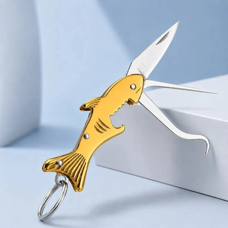 Porte-clés multitool 3 en 1 en forme de requin
