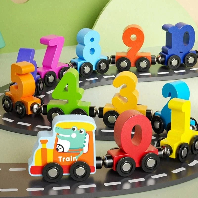 Train magnétique de chiffres en coffret