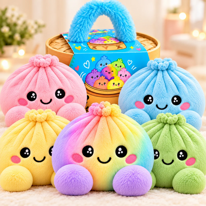 Peluches squishy Dumpling avec panier vapeur