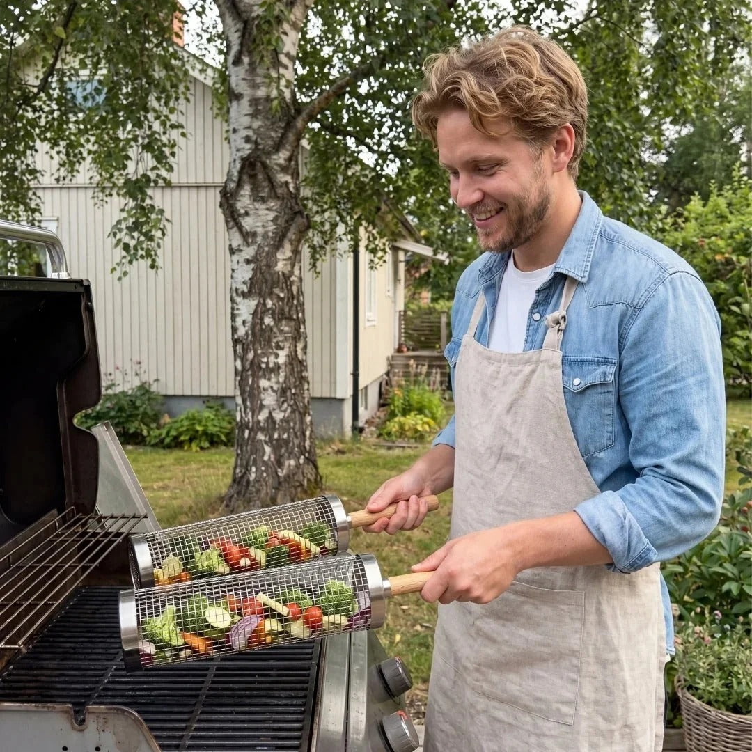 Panier à griller rotatif en acier inoxydable