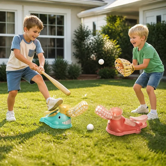 Lanceur de baseball à pédale pour enfants avec batte et balles