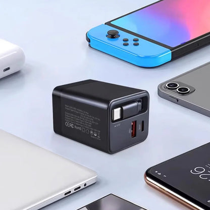 Chargeur rapide rétractable intelligent 3-en-1 65W