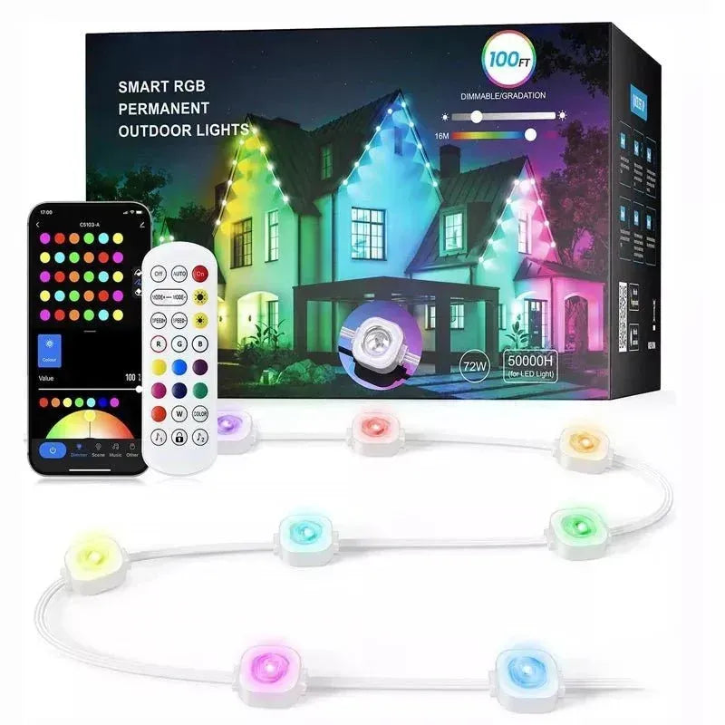 Guirlande lumineuse RGB intelligente pour extérieur avec contrôle par application