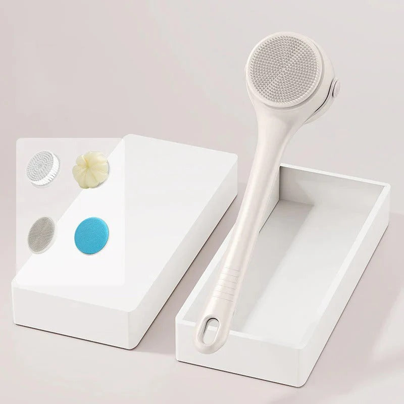 Brosse de bain électrique exfoliante à long manche avec moteur puissant pour un nettoyage en profondeur