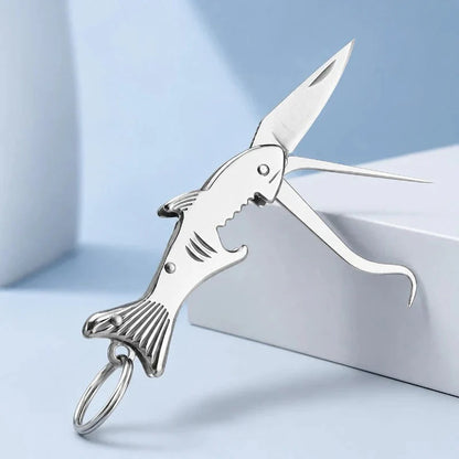 Porte-clés multitool 3 en 1 en forme de requin