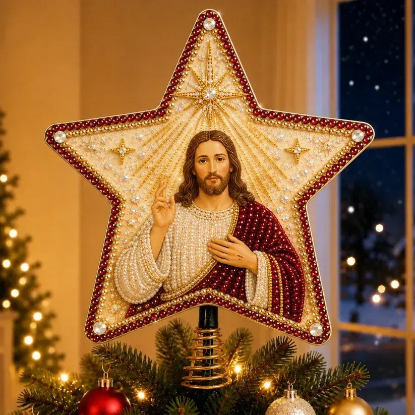 Kit DIY religieux pour cime de sapin de Noël avec perles et diamants