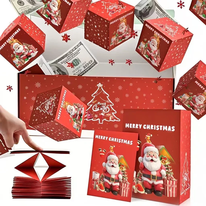 Boîte cadeau de Noël pop-up à effet explosion avec 25 petites boîtes surprises