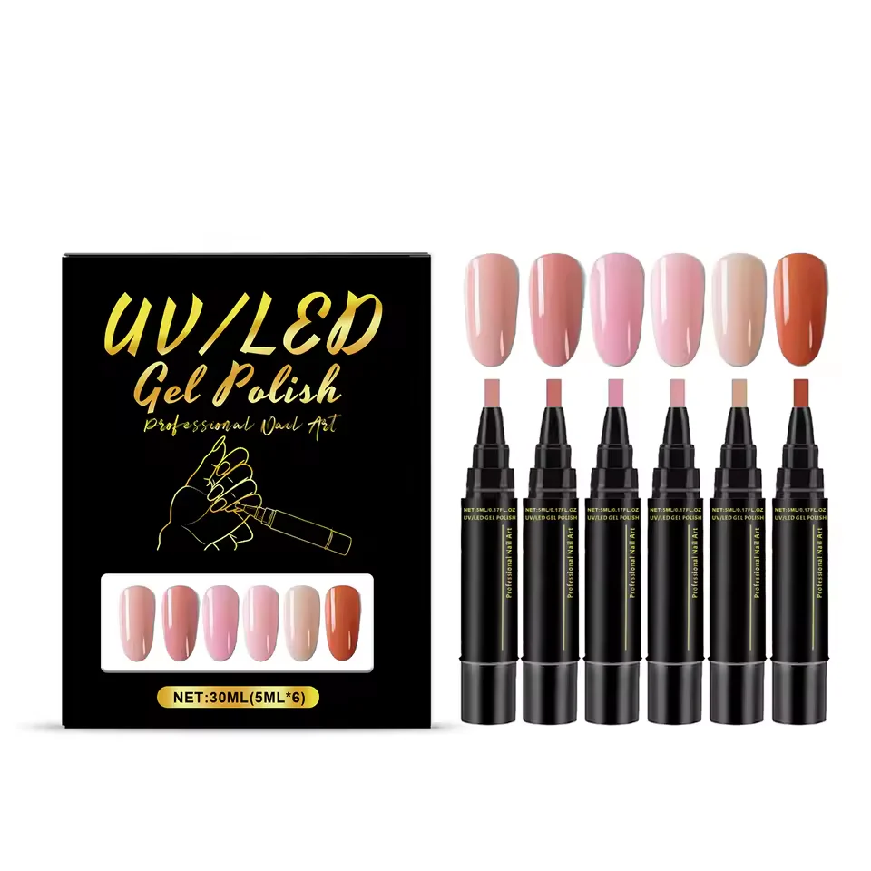 SalonPen coffret de stylos gel 3-en-1 avec lampe LED UV, 6 pièces