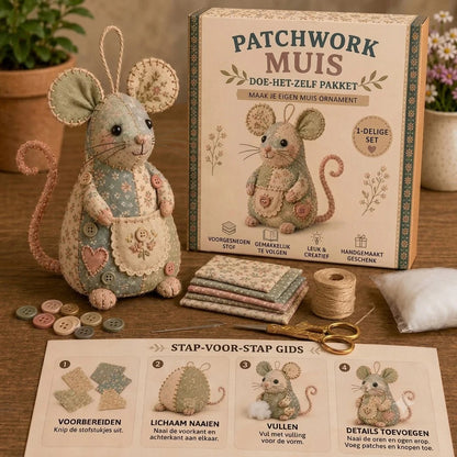 Kit DIY complet pour souris en patchwork - Tout le matériel inclus