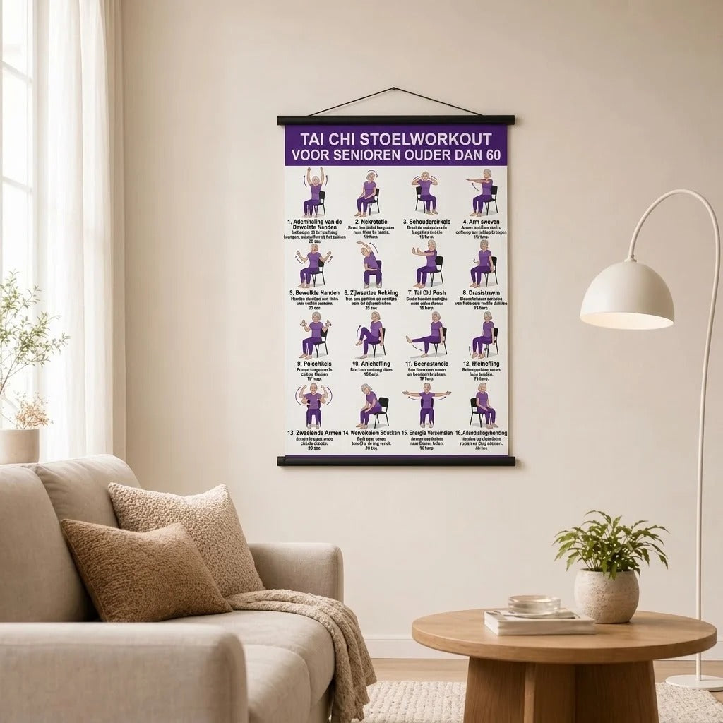 Affiches d’exercices de tai-chi sur chaise pour seniors lot de 2