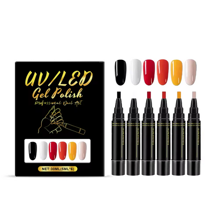 SalonPen coffret de stylos gel 3-en-1 avec lampe LED UV, 6 pièces