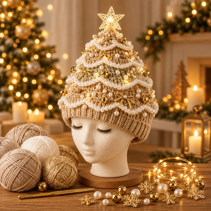 Kit de crochet DIY pour bonnet de sapin de Noël