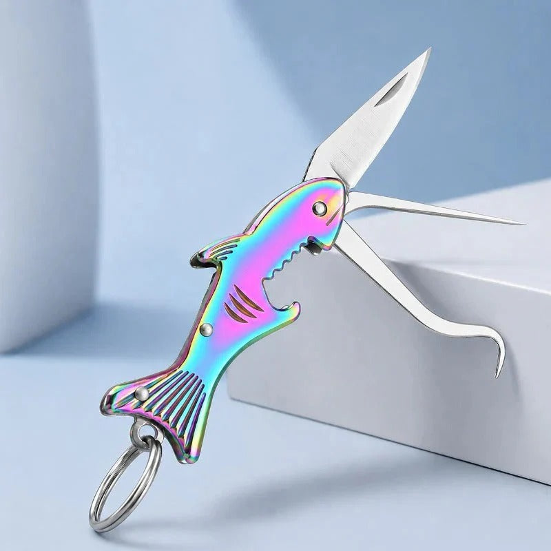 Porte-clés multitool 3 en 1 en forme de requin