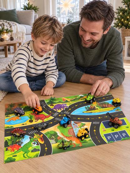 Calendrier de l’Avent avec voitures de course dinosaures pour enfants