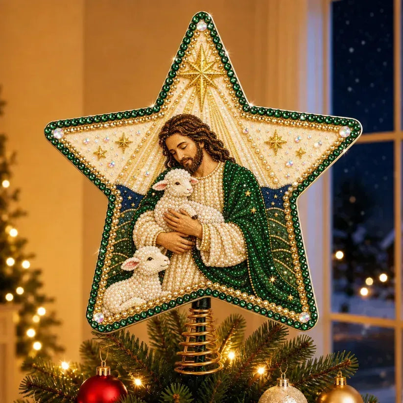 Kit DIY religieux pour cime de sapin de Noël avec perles et diamants
