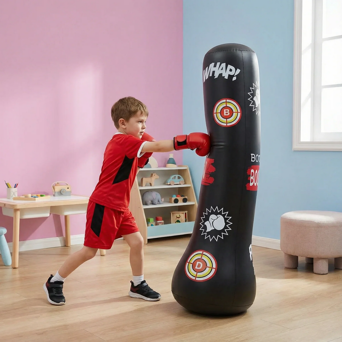 Sac de frappe gonflable pour enfants avec base remplie d’eau