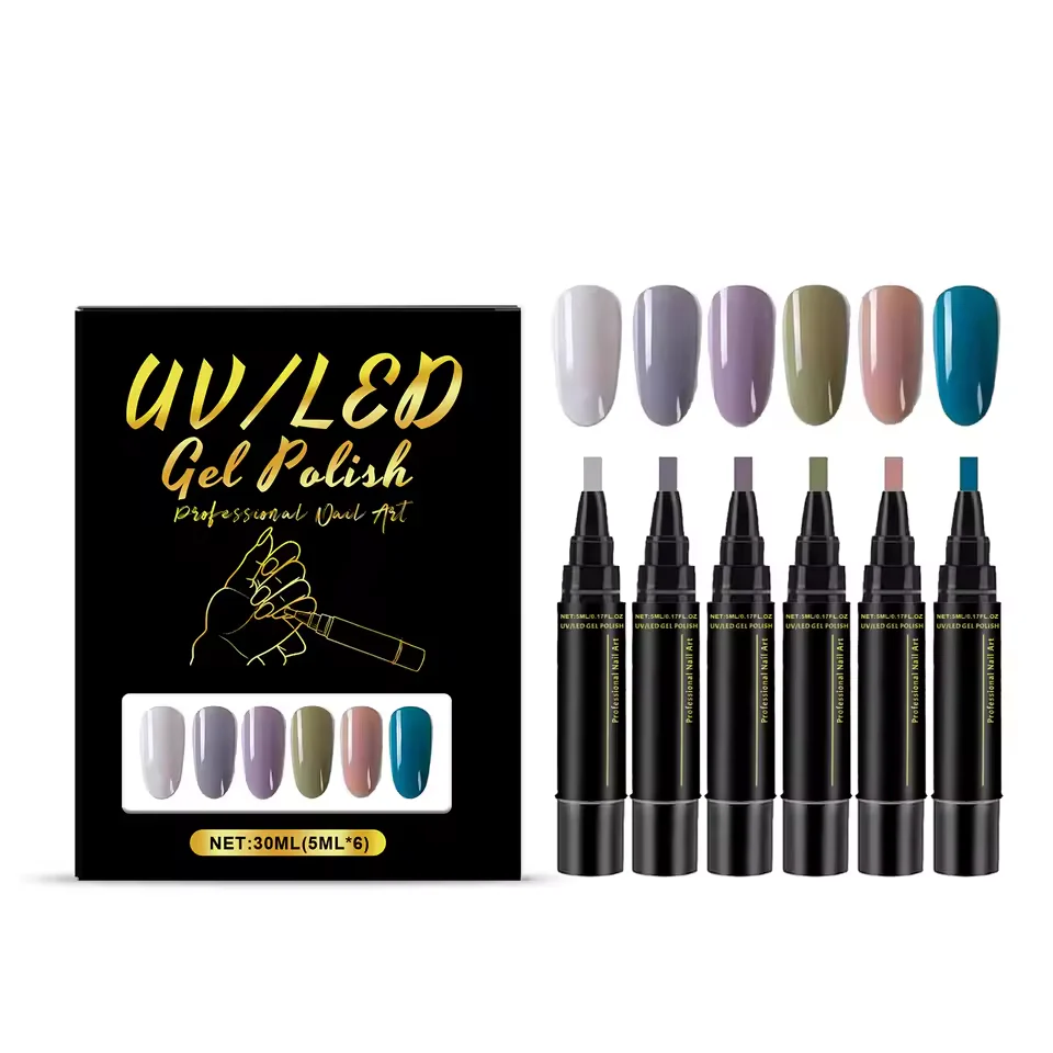 SalonPen coffret de stylos gel 3-en-1 avec lampe LED UV, 6 pièces