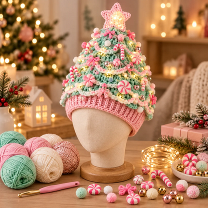 Kit de crochet DIY pour bonnet de sapin de Noël