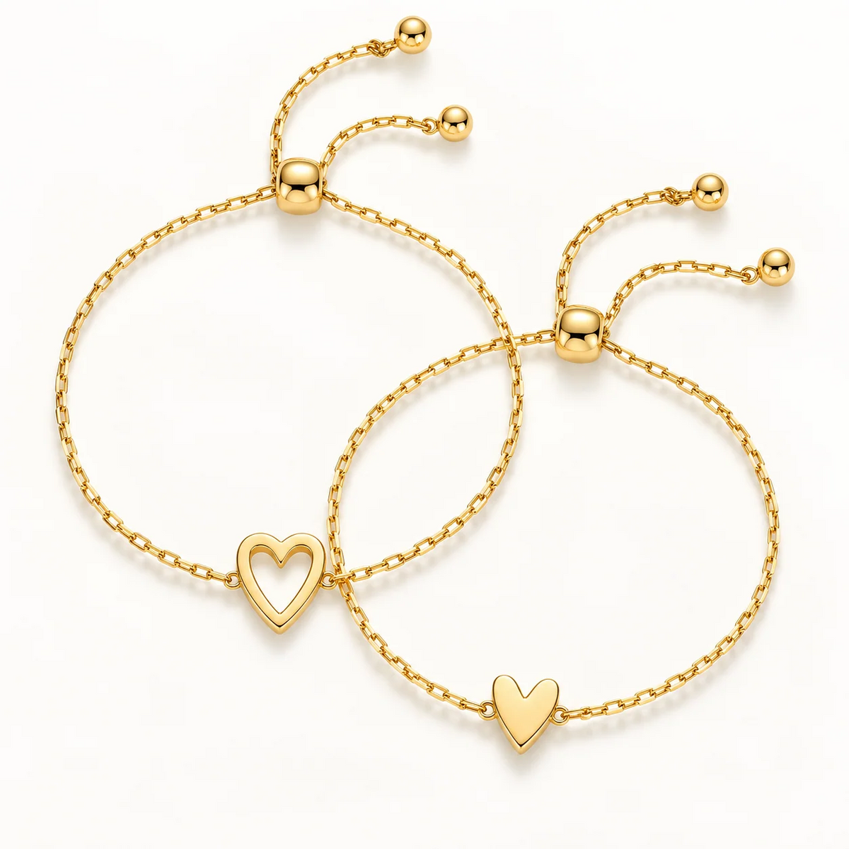 Bracelets cœur assortis avec placage or 14 carats
