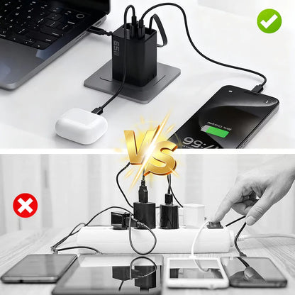 Chargeur rapide rétractable intelligent 3-en-1 65W
