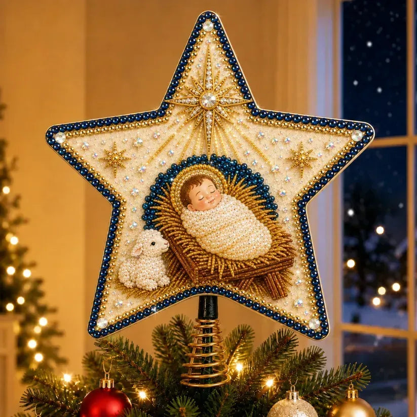 Kit DIY religieux pour cime de sapin de Noël avec perles et diamants