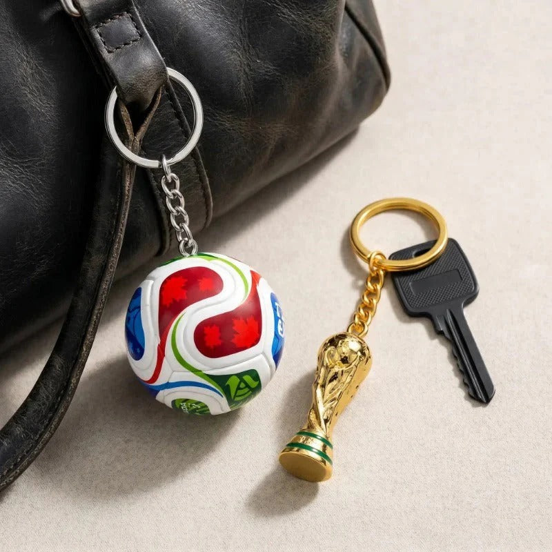 Porte-clés de football avec trophée de la Coupe du monde
