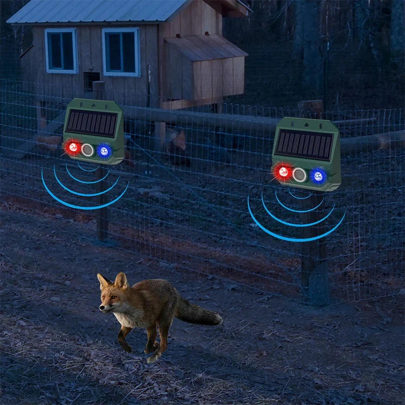 Répulsif animaux solaire – Ultrasons + flash lumineux