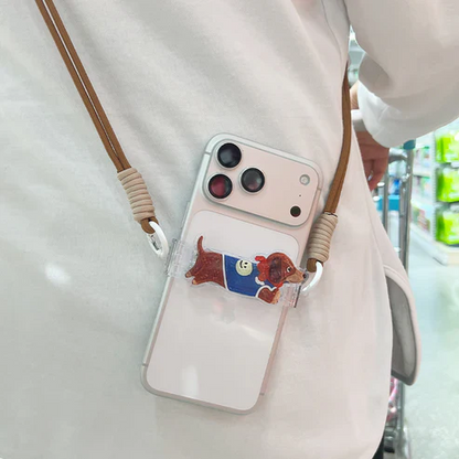Pince pour téléphone avec motif animal et dragonne