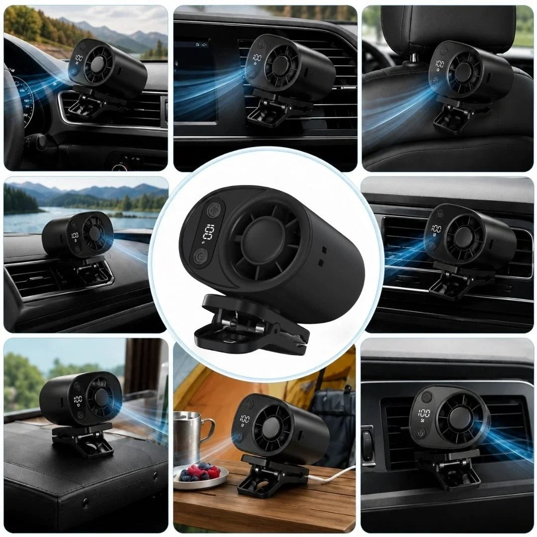Ventilateur rechargeable pour voiture avec pince