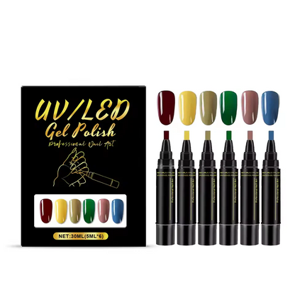 SalonPen coffret de stylos gel 3-en-1 avec lampe LED UV, 6 pièces