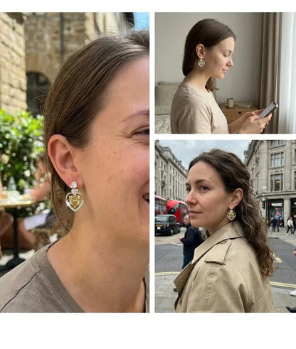 Boucles d’oreilles pendantes en forme de cœur 1 paire