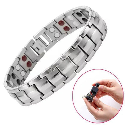 Bracelet rétro pour homme avec croix et fermoir magnétique double rangée