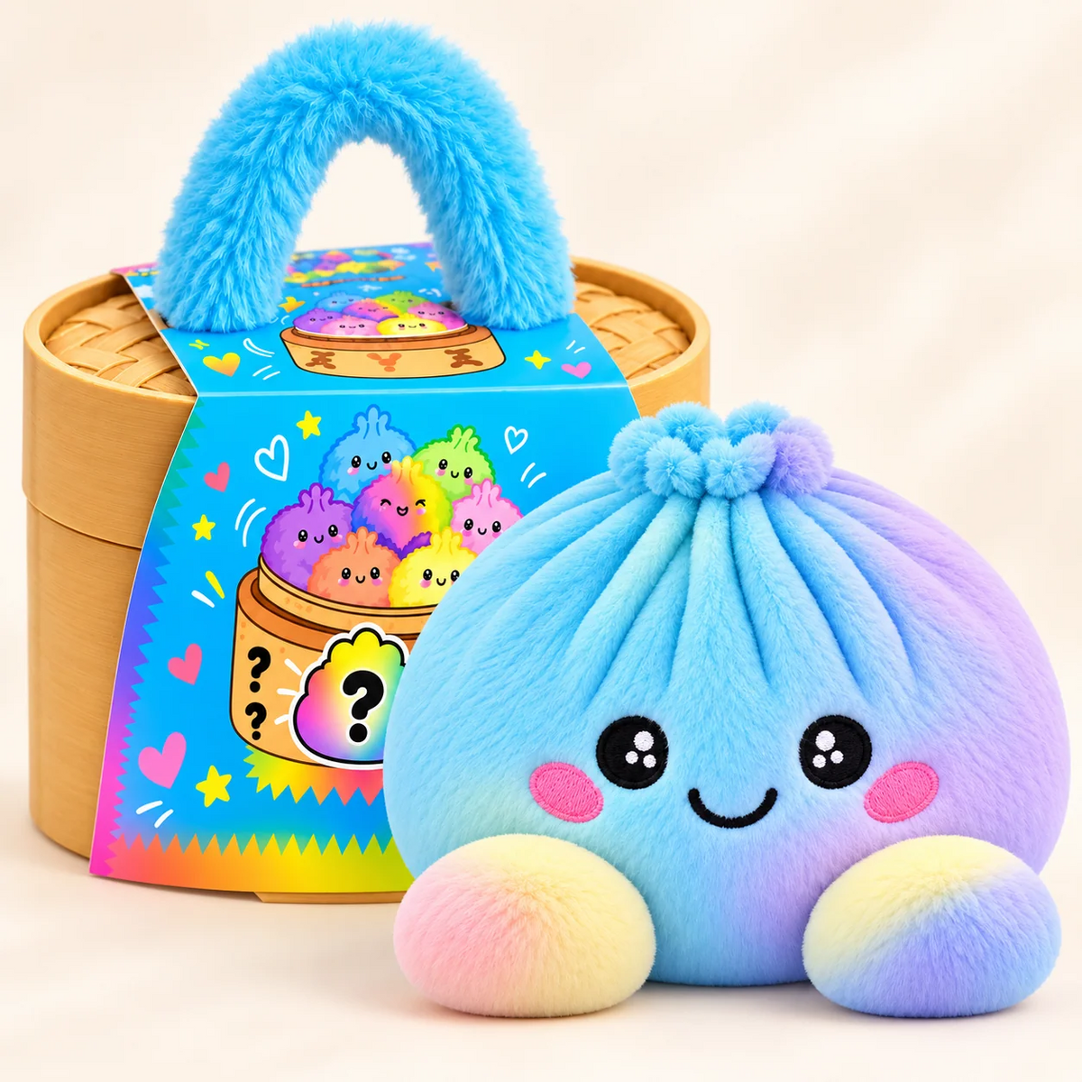 Peluches squishy Dumpling avec panier vapeur