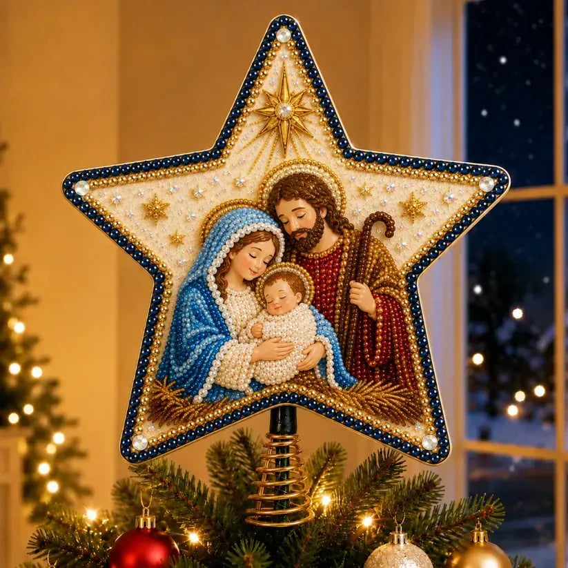Kit DIY religieux pour cime de sapin de Noël avec perles et diamants