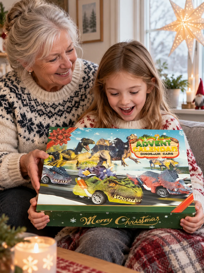 Calendrier de l’Avent avec voitures de course dinosaures pour enfants