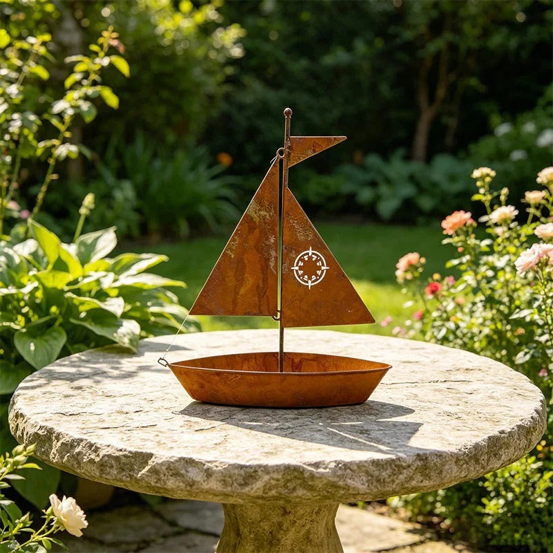 Jardinière voilier rustique en métal