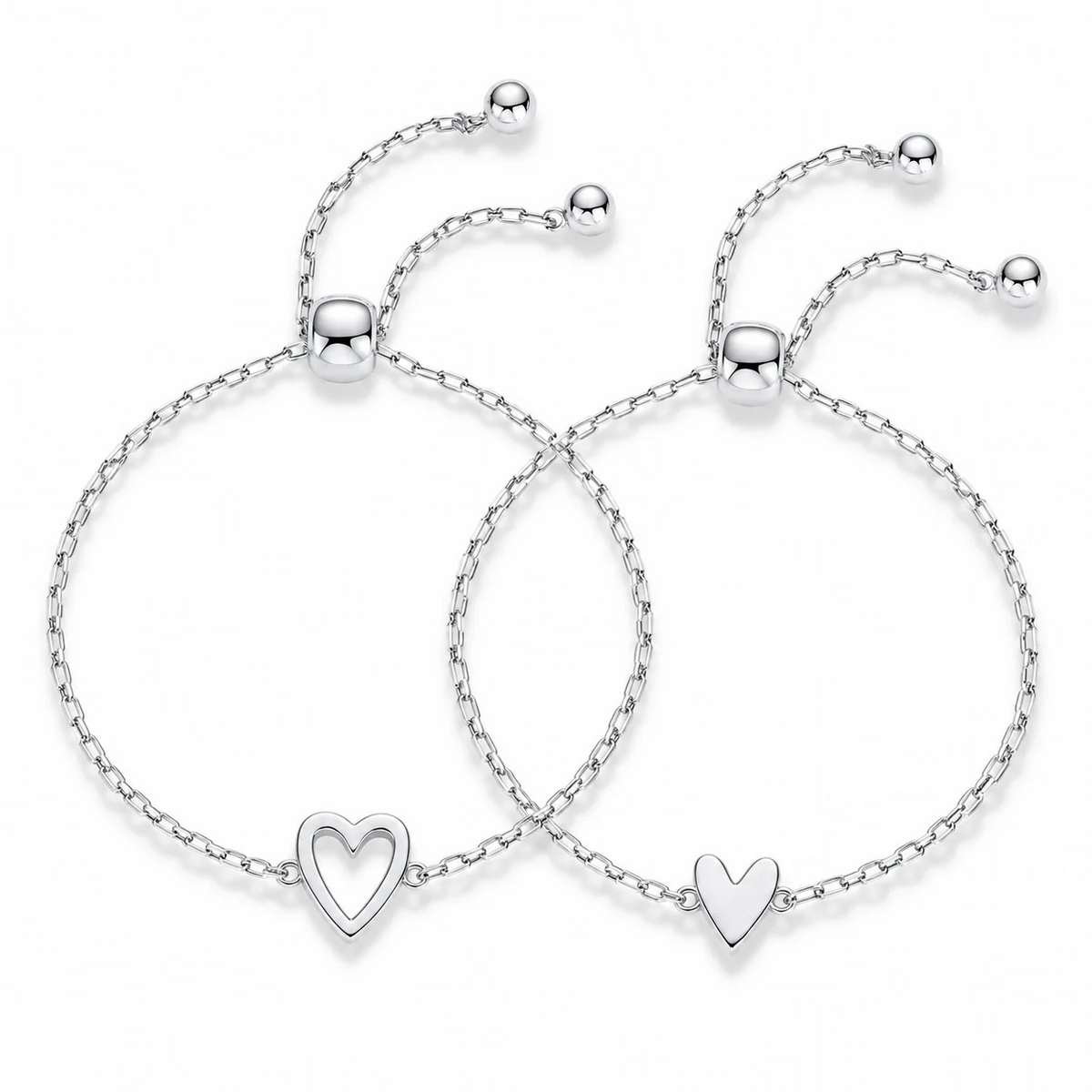 Bracelets cœur assortis avec placage or 14 carats