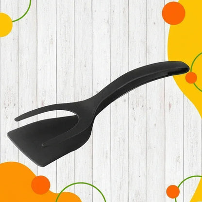Pince spatule 2 en 1 en silicone résistant à la chaleur avec poignée antidérapante