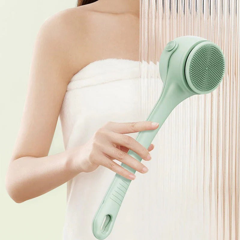 Brosse de bain électrique exfoliante à long manche avec moteur puissant pour un nettoyage en profondeur