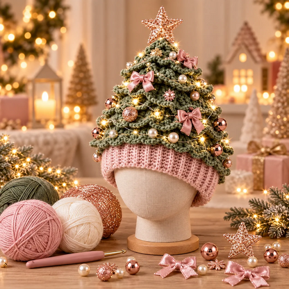 Kit de crochet DIY pour bonnet de sapin de Noël