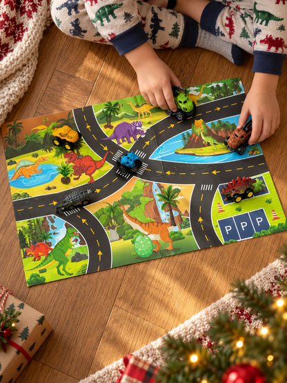 Calendrier de l’Avent avec voitures de course dinosaures pour enfants