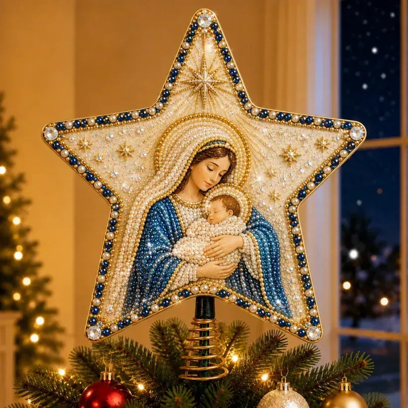 Kit DIY religieux pour cime de sapin de Noël avec perles et diamants