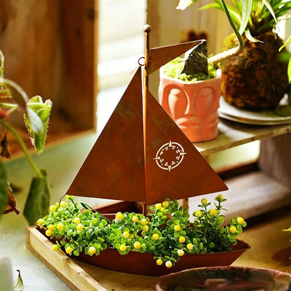 Jardinière voilier rustique en métal