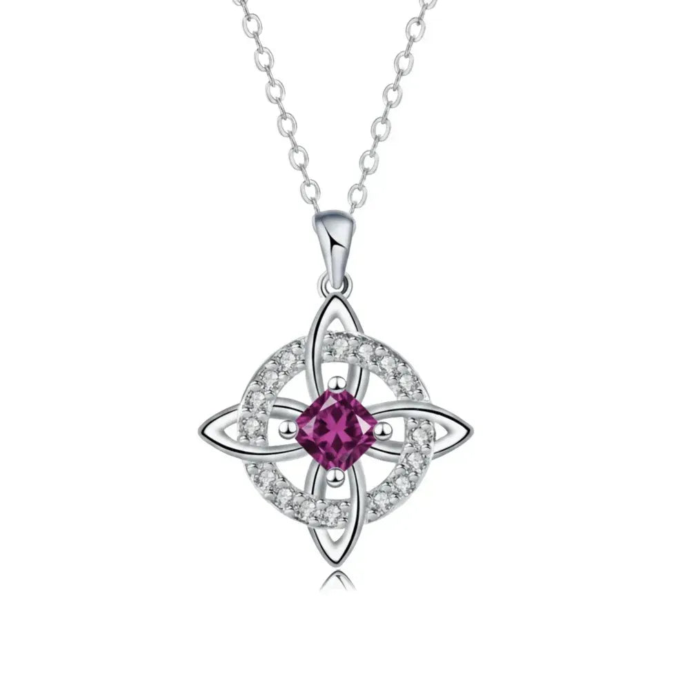 Collier avec nœud de sorcière et pierre de naissance