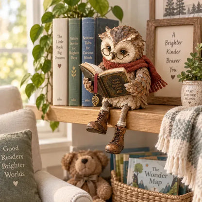 Figurine de hibou lecteur pour décoration intérieure